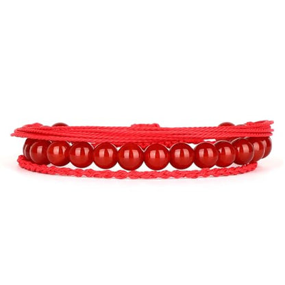 QOGIR Handmade Healing Bracelet,6mm Natural Gem Stone Bracelet rope bracelet - color: Carnelian( Vitality and Energy), size: 8mm