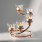 1Pc Gold 5-arm Metal & Glass Tea Light Candle Holders for Table Centerpiece, Glass Votive Tealight Holders/Candelabra Candlestick Holders for Wedding,Party, Anniversary,Christmas - color: Gold