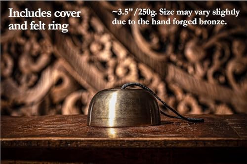 Bronze Singing Bowl with Felt Ring and Cover, Cosmos Series — MADE IN INDIA — For Meditation, Yoga and Sound Healing Therapy, 2-YEAR WARRANTY - size: 3.5", style: Single