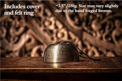 Bronze Singing Bowl with Felt Ring and Cover, Cosmos Series — MADE IN INDIA — For Meditation, Yoga and Sound Healing Therapy, 2-YEAR WARRANTY - size: 3.5", style: Single