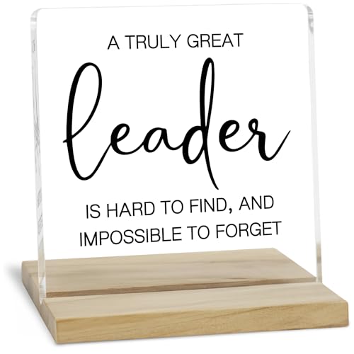 Gifts for Boss Desk Decor Sign, Acrylic Plaque Gift for Coworker Leader, Great Leader is Hard to Find Sign - color: Leader