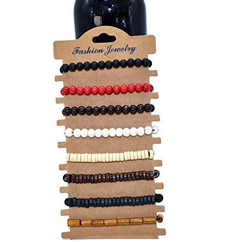 COLORFUL BLING 4Pcs Classic Natural Sandalwood Bead Bracelet Strand Wood Tibetan for Men Women Meditation Buddhist Mala Prayer Jewelry - color: 8pcs