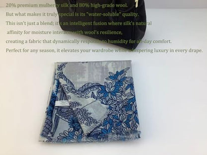 Luxury Cashmere Pashmina Style Shawl - Silk & Wool Blend Scarf, Lightweight Skin-Friendly Wrap - color: 4 Cyan