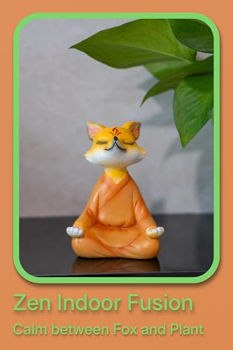 Zen Fox Figurine, Meditating Fox Buddha Statue for Home Decor, Living Room, Yoga & Meditation Accent, Shelf, Table, Desk Decor, Outdoor Garden Decor, Gifts for Women