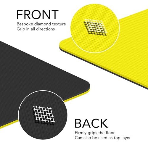 Large Exercise Mat – Extra Thick 10mm Workout Mat (72"x32") – Non-Slip TPE Yoga Mat for Women & Men – Pilates, HIIT, Fitness & Home Gym Mat – Includes Free Carry Bag - color: Yellow - Printed
