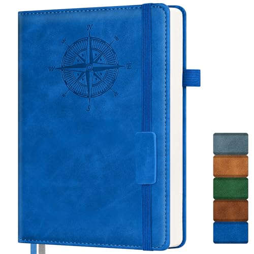 Notebook Journal for Women Men: Leather Journal for Writing, Hardcover College Ruled Journals Notebooks with Thick Paper, Large A4 Daily Journal for Travel, Diary, Gifts for Teens, 8.5"×11", Blue - color: Blue, size: A4