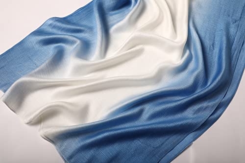WINCESS.YU Women Gradient Scarf Long Shawls and Wraps Fashion Plain Pashmina Formal Scarf - color: Blue and White