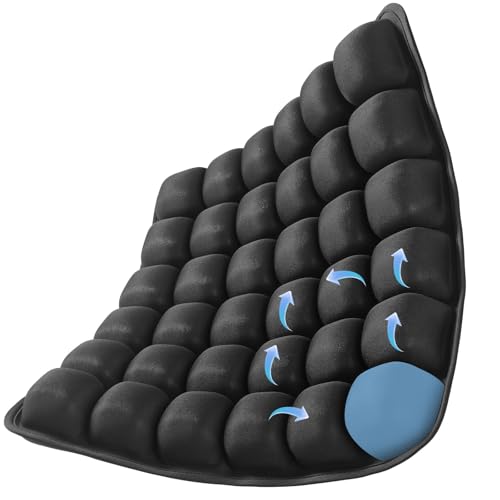 Travel Cushion Inflatable Seat Cushion 3D Air Seat Cushions Adjustable Inflatable Portable Airplane Pad for Wheelchair, Car, Office, Home Living (Black)