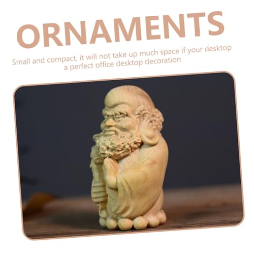 PRETYZOOM Bodhidharma Statue Wooden Decor Zen Garden Adornment Asian Style Figurines for Office Bookshelf
