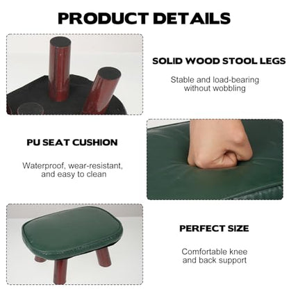 Prayer Kneeler with PU Leather Cushion, Wooden Prayer Bench with Solid Wood Legs, Thick Padded Kneeling Stool for Home Prayer & Meditation