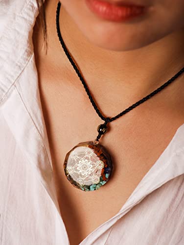 MINACHI Orgone Necklace, 7 Chakra Stone Orgonite Pendant for Spiritual Healing and Positive Energy Meditation - color: Metatron Cube