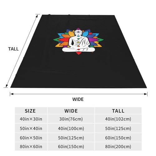 Buddha Chakra Meditation Fleece Blanket 80"x60" Black - Lightweight Plush Fuzzy Cozy Super Soft Warm Throw Blanket for Bed, Sofa, Couch, Travel, Camping - size: 80"x60"