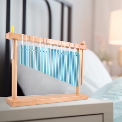 EASTROCK 20 Note Chime Table Wind Chime Bar Percussion Instrument Single Row Chime Hand Chimes Relaxing Meditation Healing Sound Desktop Decoration (Blue) - color: Blue