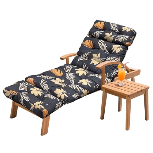 Outdoor Chaise Lounge Chair Cushion 75.1 x 23.6 x 4.7in, Waterproof Replacement Cotton Patio Thickened Pool Lounge Chair Cushion with Ties for Patio Outdoor Furniture,Autumn Leaves