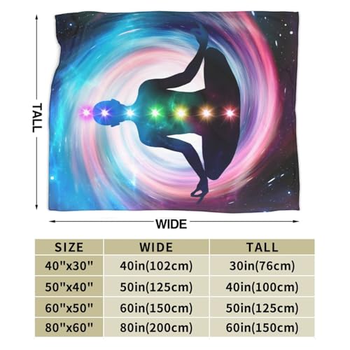 Space Meditation with Glowing Chakras Premium Flannel Blanket - Lightweight Throw for Bed & Sofa, Double-Sided Geometric Print80 X60 - size: 80"x60"