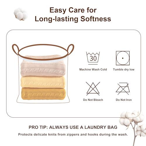 NTBAY 100% Pure Cotton Cable Knit Throw Blanket, Super Soft Warm 51x67 Knitted Throw Blanket for Couch, Sofa, Chair, Bed - Extra Cozy, Machine Washable, Comfortable Home Decor, Dark Green