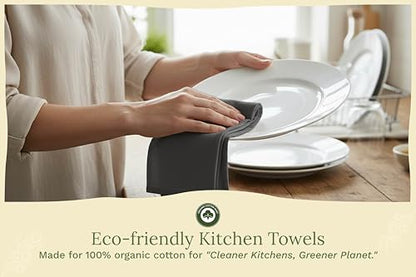 Organic Cotton Gray Tea Towels - 10 Pack, 27"x27", 100% Cotton Gray Flour Sack Towels for Kitchen and Baking Use - Durable, Absorbent and Customizable Dish Towels (10 Pack) - color: Gray