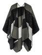Urban CoCo Women's Color Block Shawl Wrap Open Front Poncho Cape - color: Series 13-black