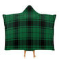 Scottish Tartan Plaid Green Large Size Comfortable Hooded Blanket, Warm Blanket 60"x80" - color: Scottish Tartan Plaid Green, size: 60"x80"