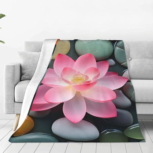 Zen Blanket Anti Pilling Throw Red Lotus Flower Bloom in Water Fleece Flannel Lightweight Cozy Bedspread Living Room Women Adults and Kids Bed Sofa 60"X50" - color: Zen2
