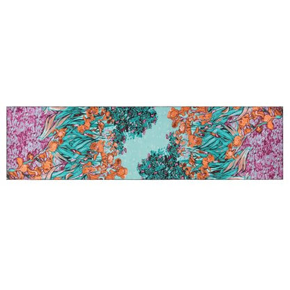 JWSilk Long Charmeuse Silk Scarf Classic Art Print - color: Orange Iris By Van Gogh