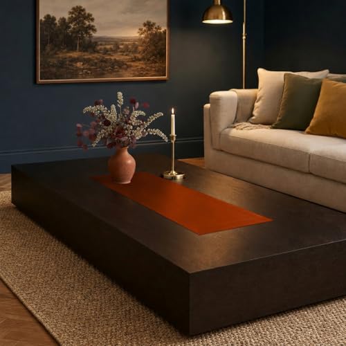 Luxe Shine™ by D'Moksha Rust Table Runner 36 Inches, Elegant Silk Table Runner, Machine Washable, 14 x 36 Inch for Dresser, Coffee Table- Summer, Father's Day - color: Rust, size: 14 X 36 Inch