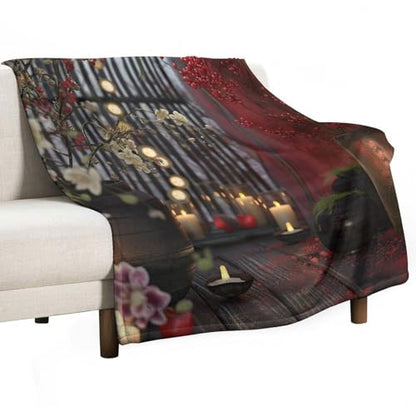 Glowing Massage Stone Throw Blanket, Soft Lightweight Cozy Warm Towels Candle Spa Flannel Blankets for Couch Bed Travel, 50"x70" - color: Glowing Massage Stone, size: 50"x70"