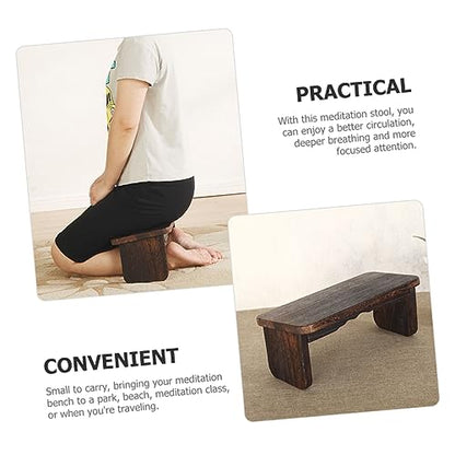 Happyyami Folding Meditation Stool Portable Wooden Kneeling Bench for Comfortable Meditation Prayer Lightweight Design Natural Texture for Home Outdoor Use