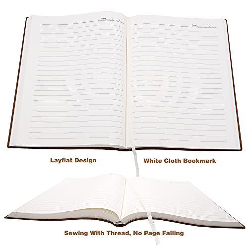Large Thick Journal Notebook, Lined Papers, A4 8.4x11.4 inches, 416 Pages, Soft Faux Leather Cover (Brown, Ruled) - color: Brown, Ruled, 416Pages