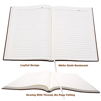 Large Thick Journal Notebook, Lined Papers, A4 8.4x11.4 inches, 416 Pages, Soft Faux Leather Cover (Brown, Ruled) - color: Brown, Ruled, 416Pages