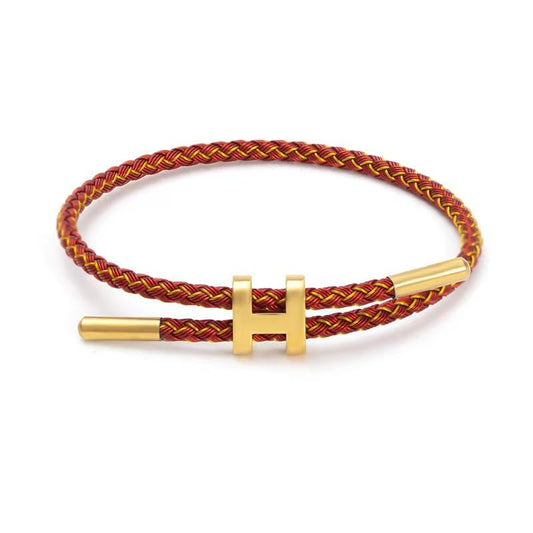 OSIRIDEH2 Bracelet with Adjustable Design Polished H Shape Buckle, Bracelets for Women, 18k Gold-plated Buckle Design Titanium Steel Wire Rope Women's Gift Jewelry - color: Red + gold wire
