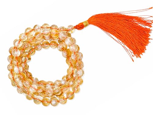 Amazing Gemstone Citrine Mala Beads - 108 Prayer Beads for Meditation and Mindfulness Practice, Handcrafted Mala Beads with Natural Gemstones for Spiritual Healing and Relaxation (Plain) - color: Citrine, style: Plain