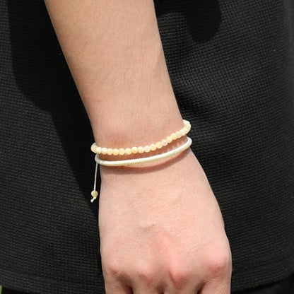 Natural Stone Healing Bracelet Tibetan Braided Style with Adjustable Rope String & Protective Energy Jewelry Gift for Womens & Men - color: Jasper - White