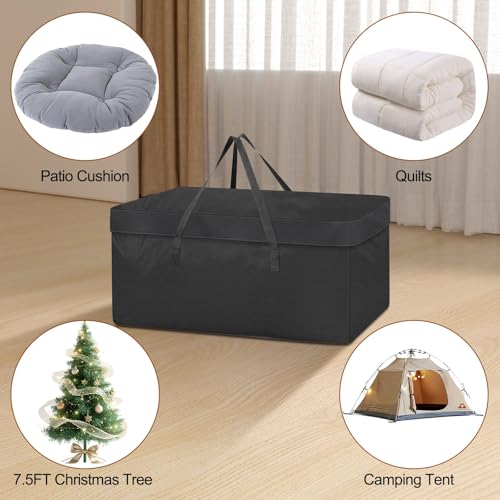 Demao Extra Large Outdoor Cushion Storage Bags,Heavy Duty Patio Waterproof Furniture Cushion Cover with Handles&Zipper,All-Season Protection for Chair, Swing, Bench Cushions-51"Lx15.8"Wx21.7"H (Black)