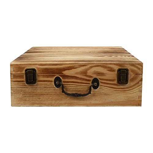 Zerodeko 1pc Vintage Wooden Storage Box Portable Decorative Case for Keepsakes Diaries and Jewelry Carbonized Smooth Finish for Home Decor and Organization
