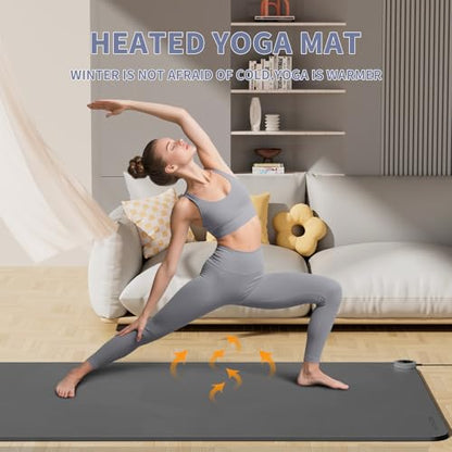 Heating yoga mat, warm yoga pad, more comfortable fitness mat in winter, yoga and meditation bio-mat - color: Black