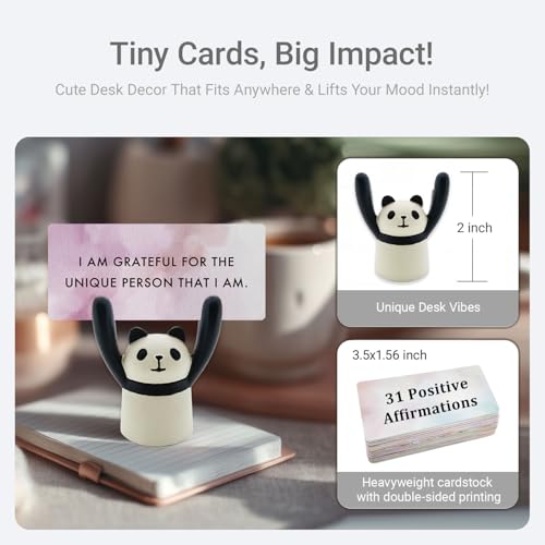 Affirmation Card Deck for Women with Animal Holder, 31 Positive Daily Cards for Self-Care & Mindfulness, Gift for Her, Sister, Daughter, Niece, Mental Health & Manifestation Support (Panda)