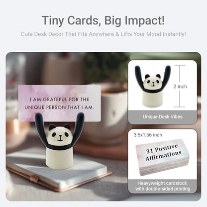 Affirmation Card Deck for Women with Animal Holder, 31 Positive Daily Cards for Self-Care & Mindfulness, Gift for Her, Sister, Daughter, Niece, Mental Health & Manifestation Support (Panda)