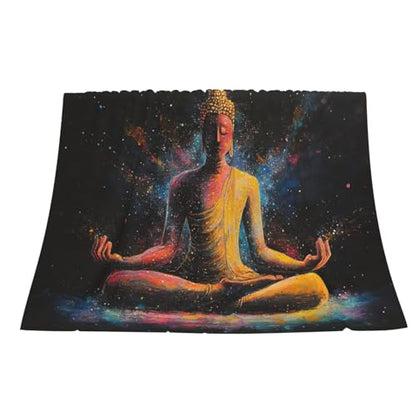 Zen Meditation Fleece Blanket, Ultra-Soft Flannel Throw Featuring Seated Buddhist Monk,Peaceful Design for Yoga,Mindfulness,Couch & Bedroom Decor,Lightweight and Warm,Anti-Wrinkle 60X80 Inch