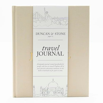 DUNCAN & STONE PAPER CO. Travel Journals - Elegant Journaling Notebook To Record All Your Travel Adventures Up To 15 Trips (Sand,110 Page) - color: Sand