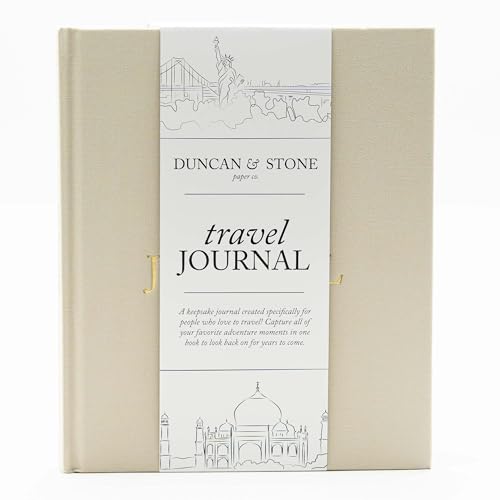 DUNCAN & STONE PAPER CO. Travel Journals - Elegant Journaling Notebook To Record All Your Travel Adventures Up To 15 Trips (Sand,110 Page) - color: Sand