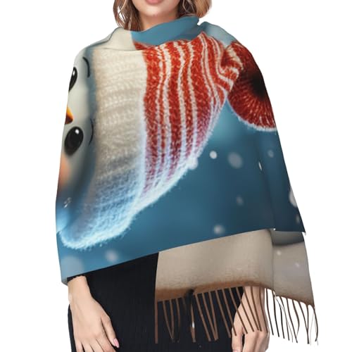 Astronaut Sitting in Yoga Chakra Scarf for Women Warm Soft Scarves Fashion Fringed Shawl Casual Tassel Blanket Scarf - color: Christmas Ball Snowman
