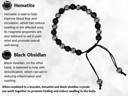 Amazing Gemstone Bracelet for Lymphatic Drainage - Black Obsidian Hematite Bracelet Set for Men Women Healing Calming Anxiety Stress Relief Gifts Pulseras Para Hombres Mujer Stocking Stuffers - color: Lymphatic Drainage