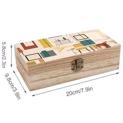 Large Wooden Storage Box With Lid And Front Clasp Mid Century Modern Wooden Jewelry Box Office Desk Organizer Bins Beautifully Keepsake Boxes Memory Boxes Jewelry Organizer