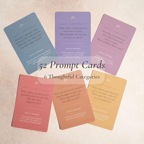 I Am Grateful — Weekly Gratitude Journal Set | 52 Prompt Cards, A5 Journal, Wooden Display Stand & Guided Audio | Mindfulness Gift for Women & Men
