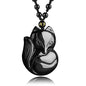 Black Obsidian Necklace Natural Crystal Amulet Protection Pendant with Adjustable Rope Lucky Talisman Necklaces Jewelry Gift for Men Women - color: Fox