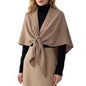 RIIQIICHY Shawl Wrap Women Pashmina Triangle Cape Knit Sweater Scarf for Fall Winter Fashion Accessory - color: Camel
