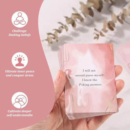 Fofeadm Badass Affirmation Cards for Women, 53 Daily Positive Inspirational Motivational Cards, Mindfulness & Self Care, Birthday Gifts for Women