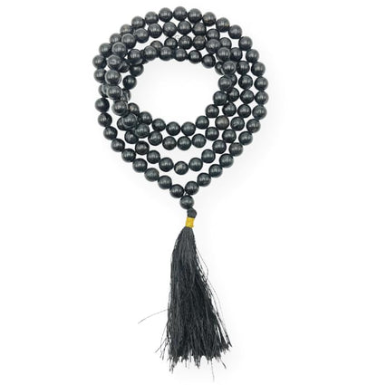 GEMSCITE Japa Mala 108 Prayer Beads Perfect for Meditation Spiritual Mala Necklace & Wrist Mala Bracelet - color: Black Agate, size: Without Knots