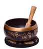 Purpledip Bell Metal Tibetan Buddhist Singing Bowl : Dhyana Musical Instrument For Meditation Or Prayer (10638) - style: Scripture design | 5.5 inches | Black